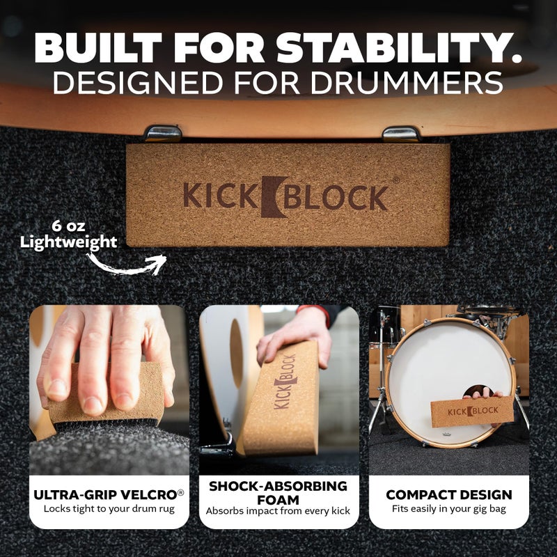 KickBlock Bass Drum Anchor â€“ Worldâ€™s Best Drum Stopper for Creep and Slide Prevention â€“ Ultra-Grip Technology â€“ Lightweight and Portable Accessory â€“ Natural Cork - Image 3